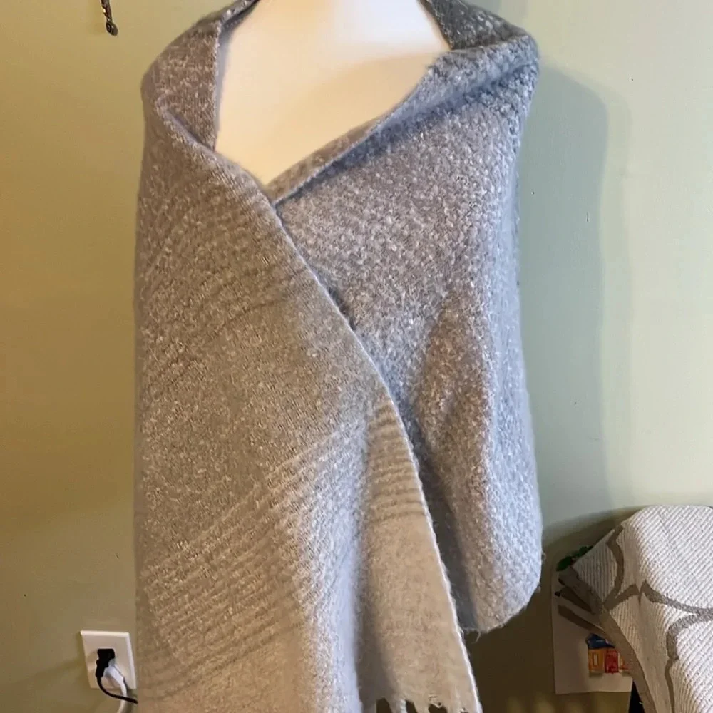 Mer-Sea Always by The Sea Grey Ombré oversized blanket wrap around fringe scarf